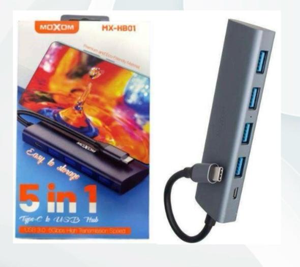 ADAPTADOR 5 EN 1 MOXOM TIPO C USB MX-HB01