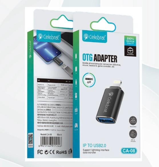 ADAPTADOR CELEBRAT CA-08 USB-IPHONE